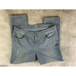 ND Size 14 Womens Girlfriend Jeans Skinny Ankle Stretch Blue White Stripe
